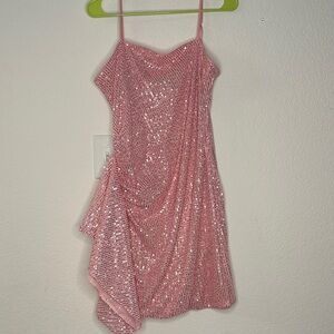 Pink Sequin Mini Dress